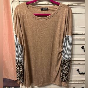 Tan Printed Long Sleeve Top
